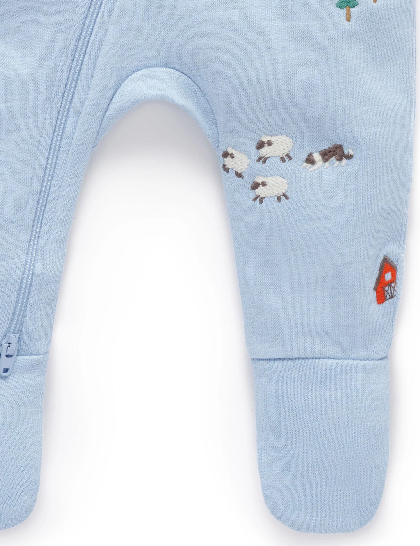 Organic Herding Sheep Embroidered Fleece Footie