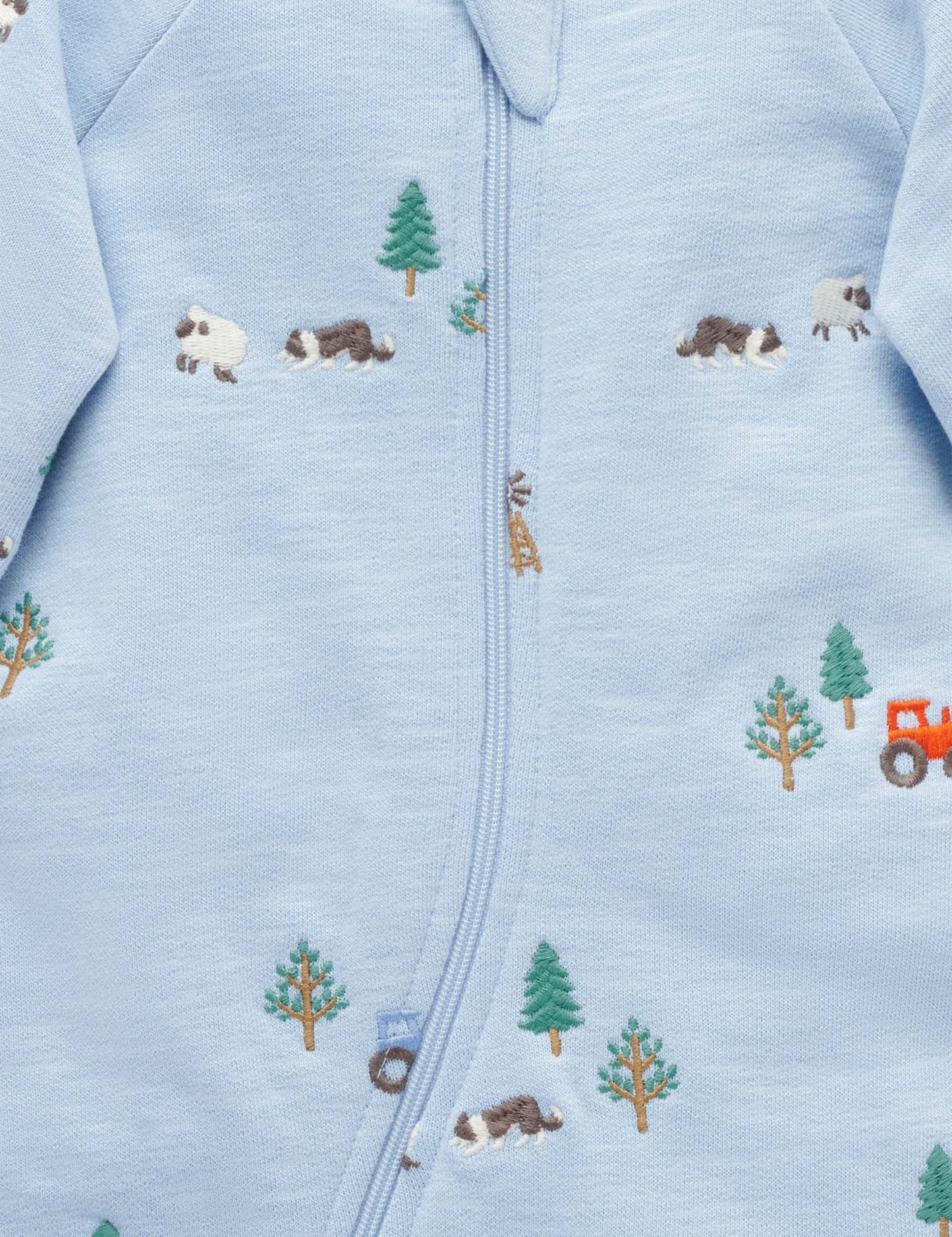 Organic Herding Sheep Embroidered Fleece Footie