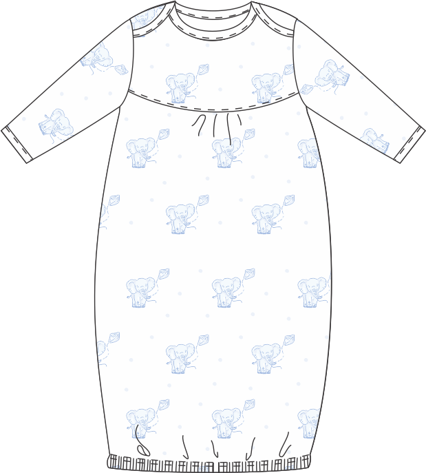 Blue Elephant Pima Gown