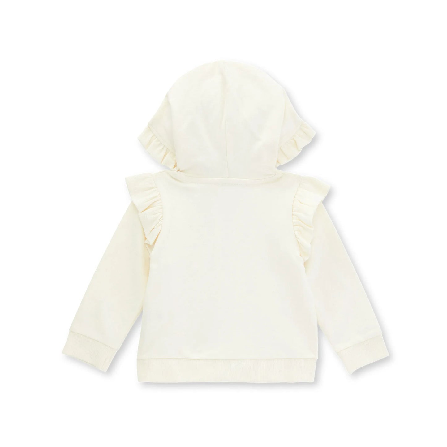 Organic Cream Ruffle Zip Hooded Jacket