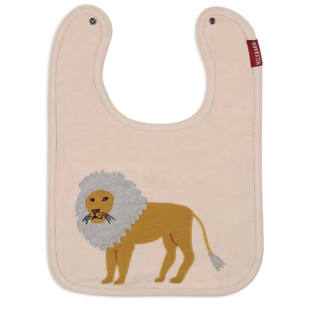 Lion Appliqué Organic Linen Two-Layer Bib