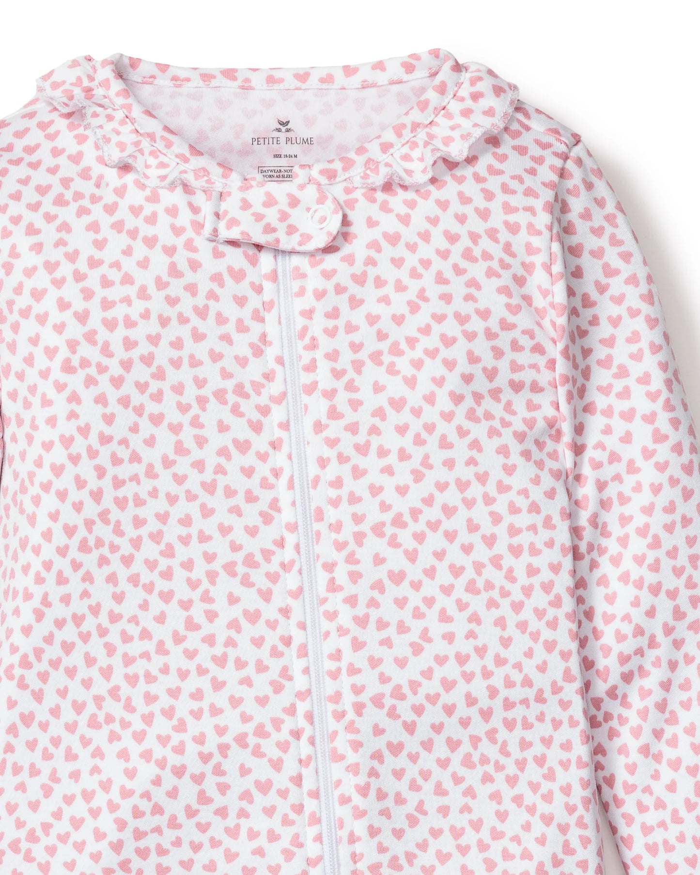 Pima Ruffle Collar Footie in Sweethearts