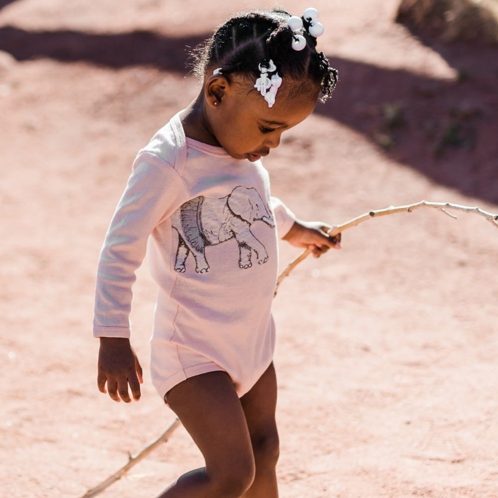 Tutu Elephant Appliqué Organic Long Sleeve Bodysuit