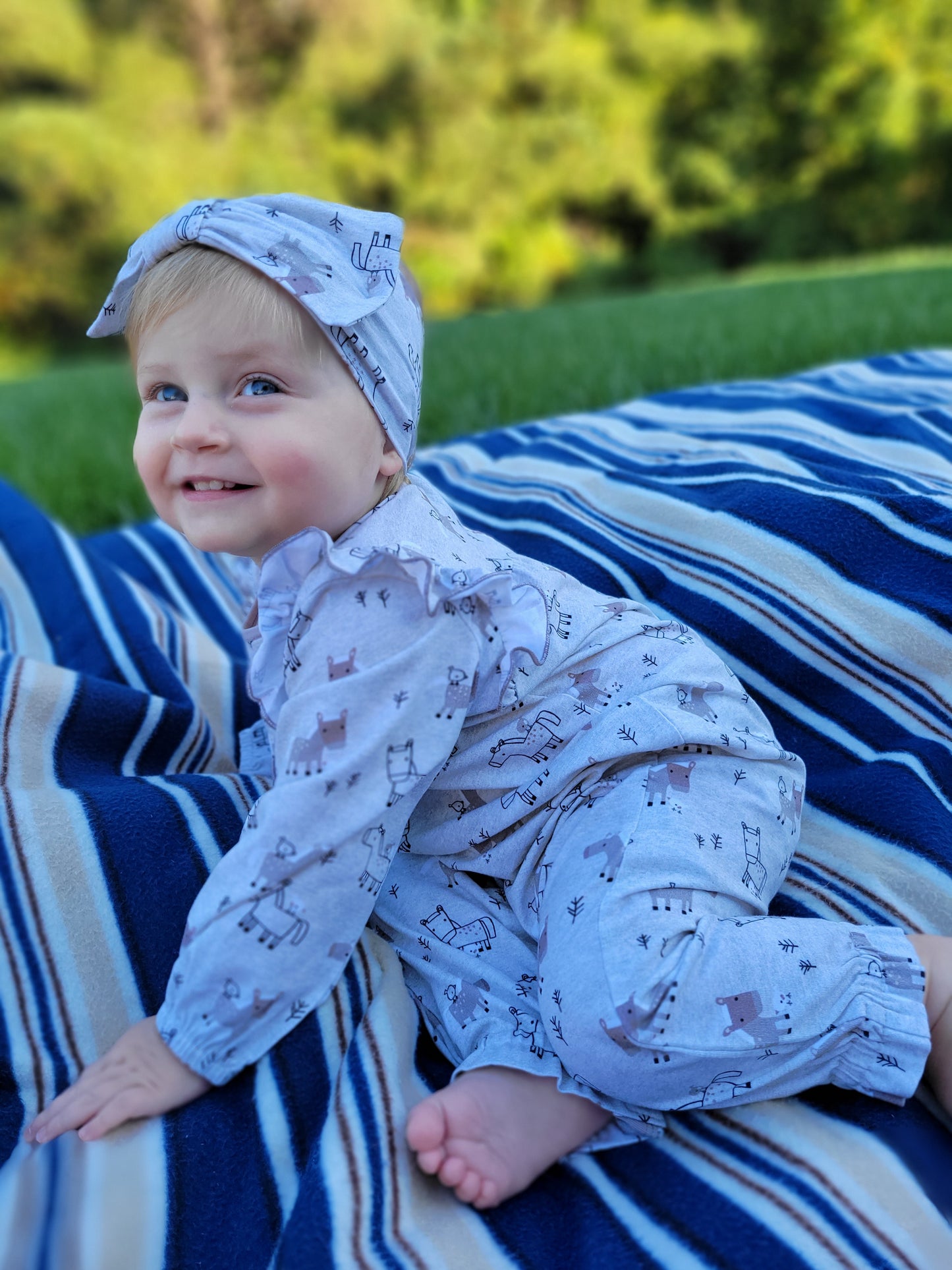 Organic Horse & Bird Bow Stretch Headband