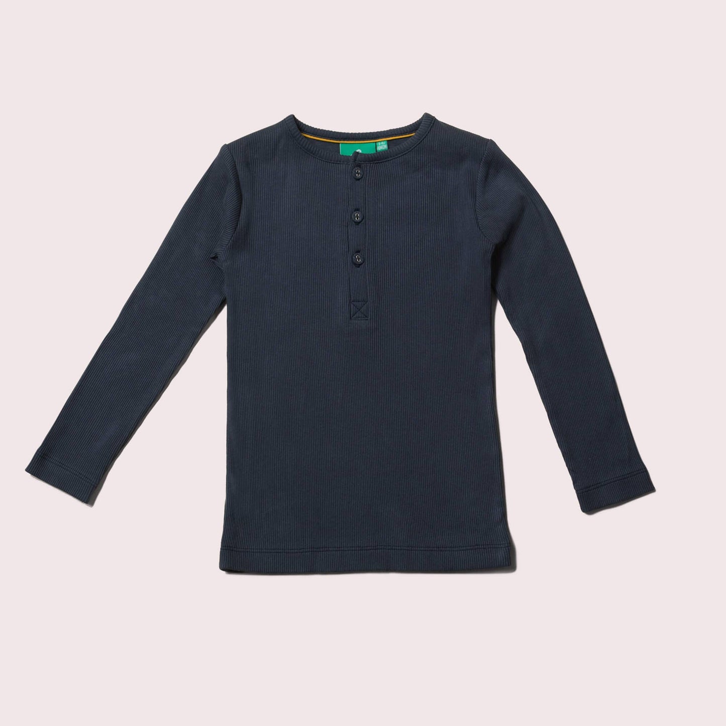 Organic Winter Blue Ribbed Henley Top