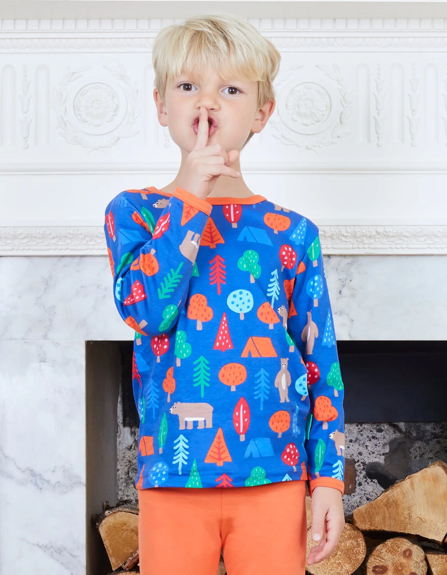 Organic Camping Bear Print Shirt