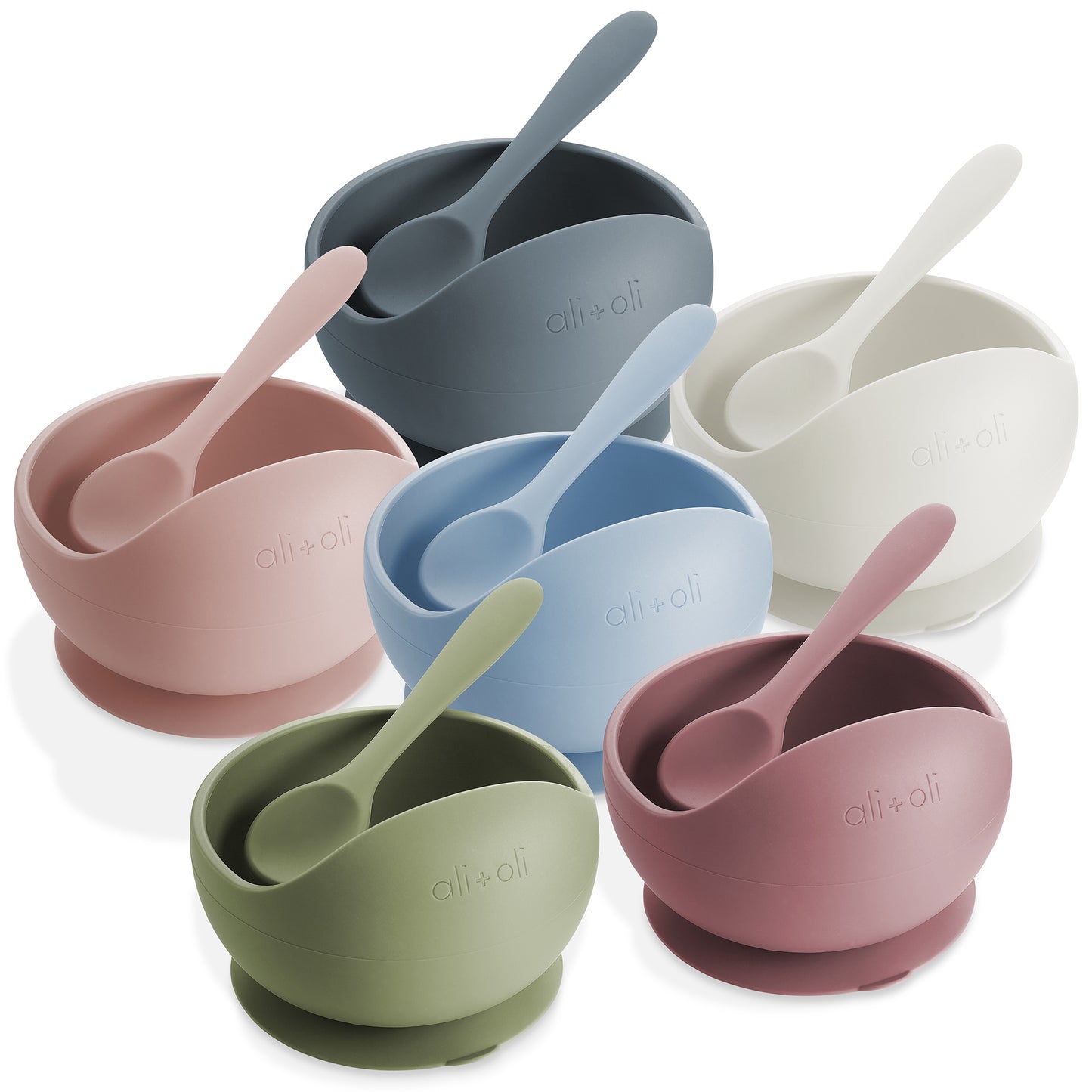 Silicone Suction Bowl & Spoon Set-Mist