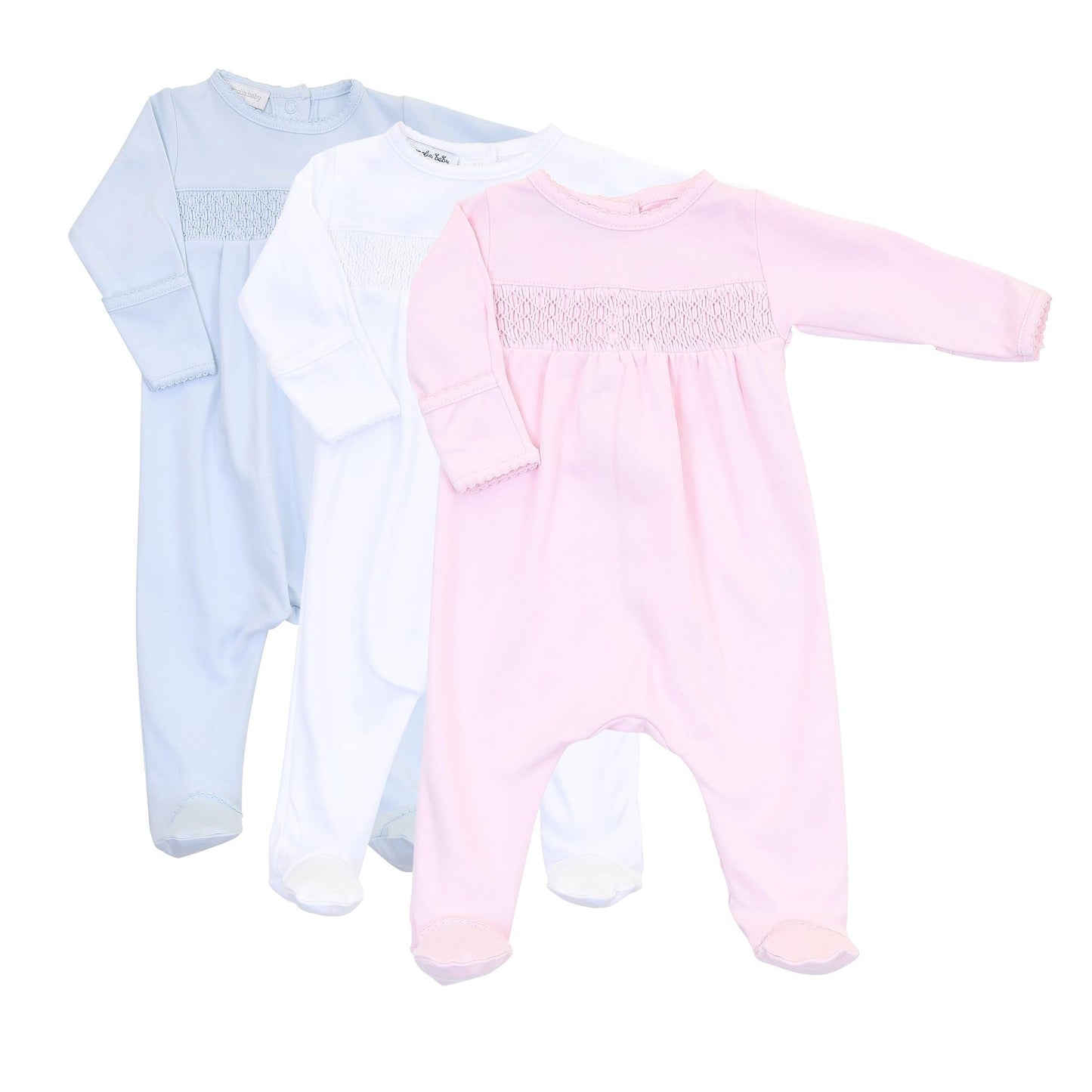 Essentials White Smocked Footie