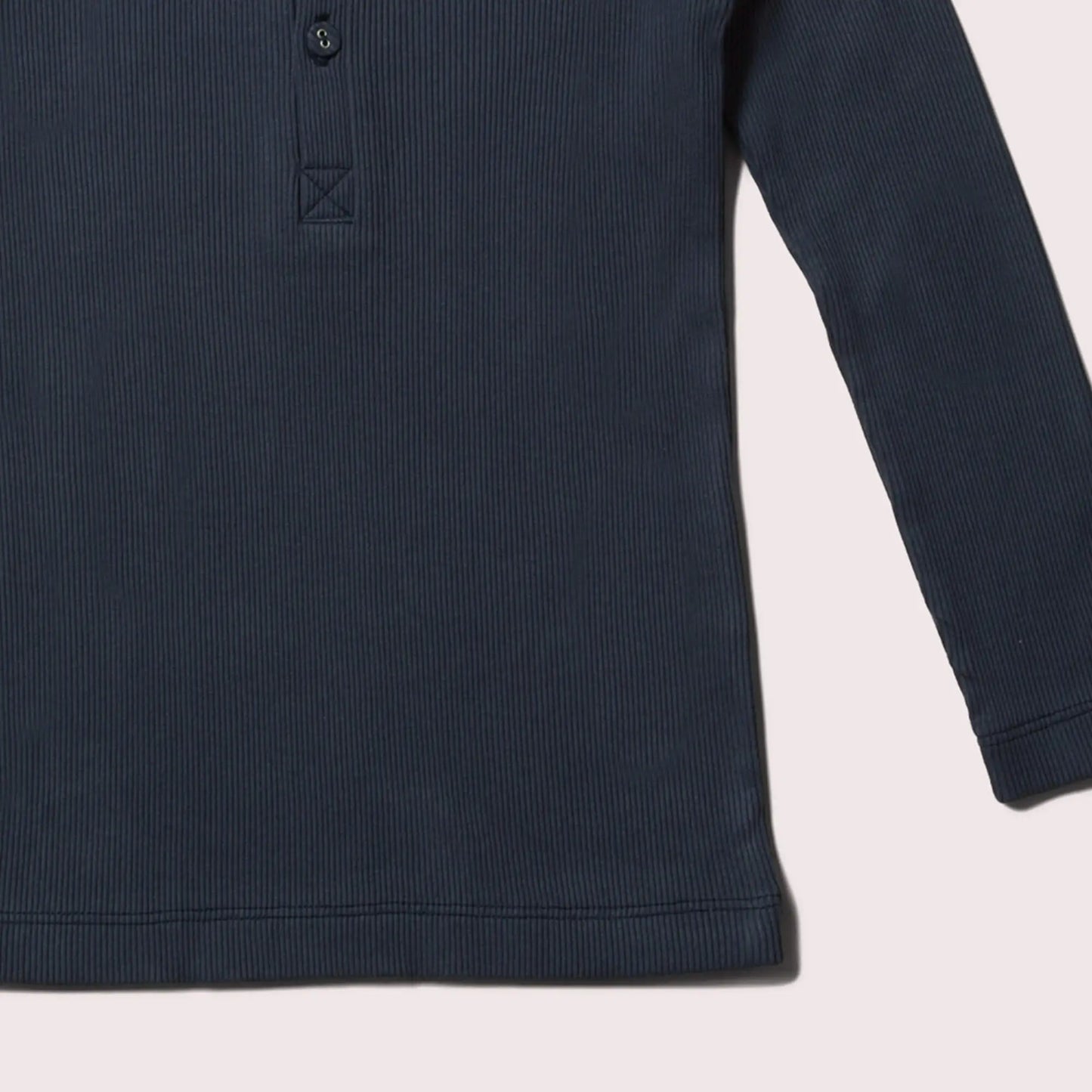 Organic Winter Blue Ribbed Henley Top