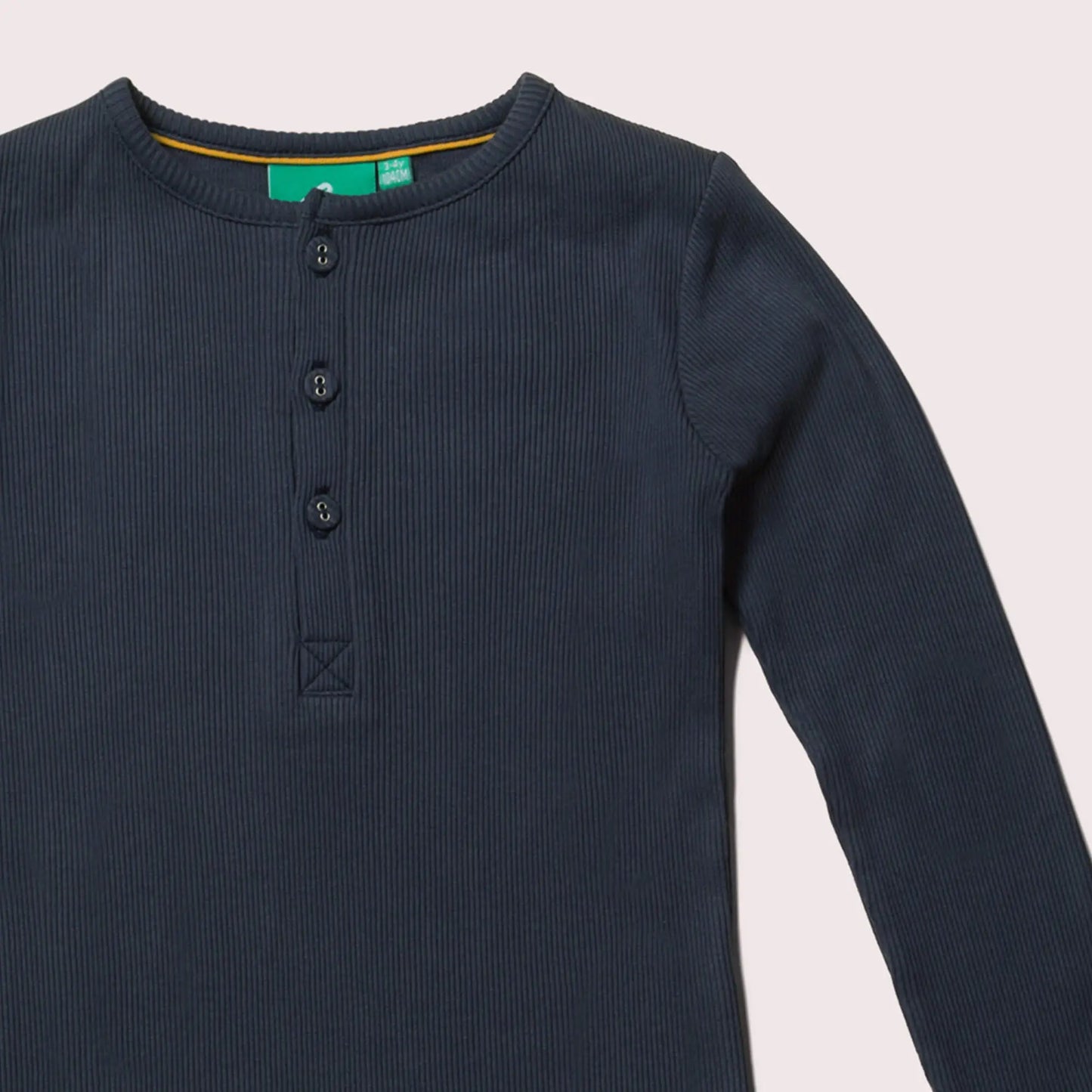 Organic Winter Blue Ribbed Henley Top