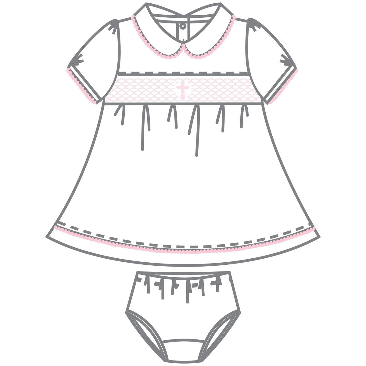 Blessed Pink Smocked Lined Dress w/ Bloomers