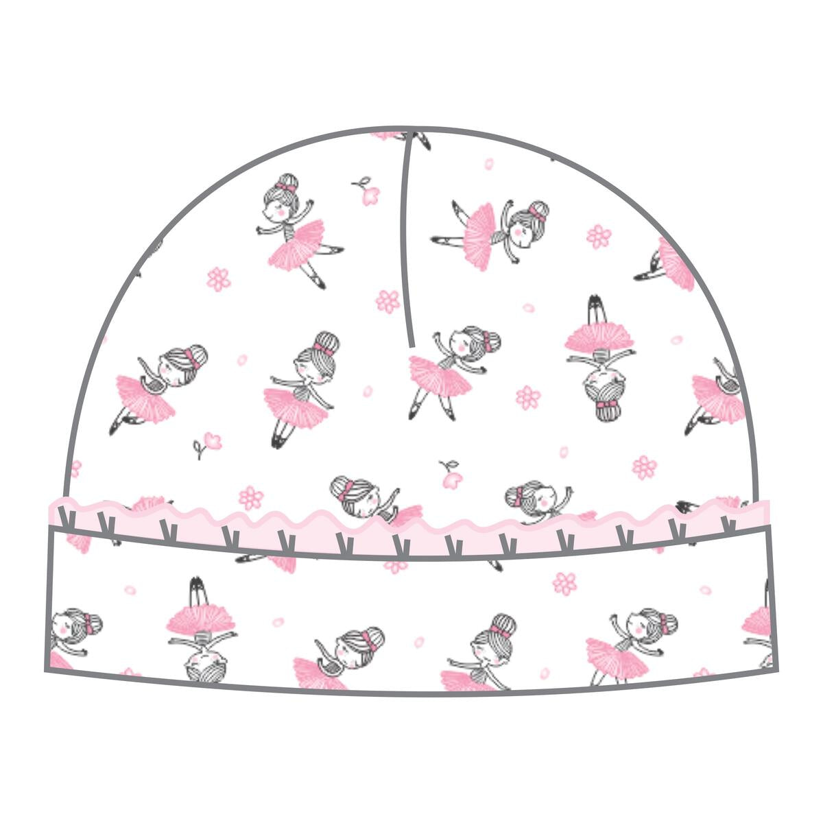 Prima Ballerina Pink Printed Ruffle Front Footie and Hat Set