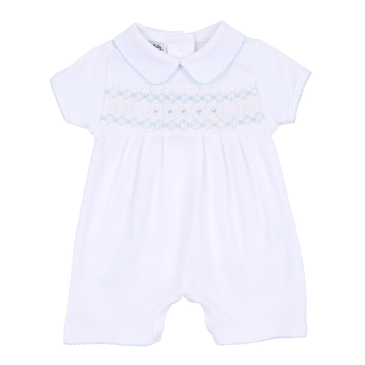 Lindsay & Luke Blue Smocked Short Playsuit