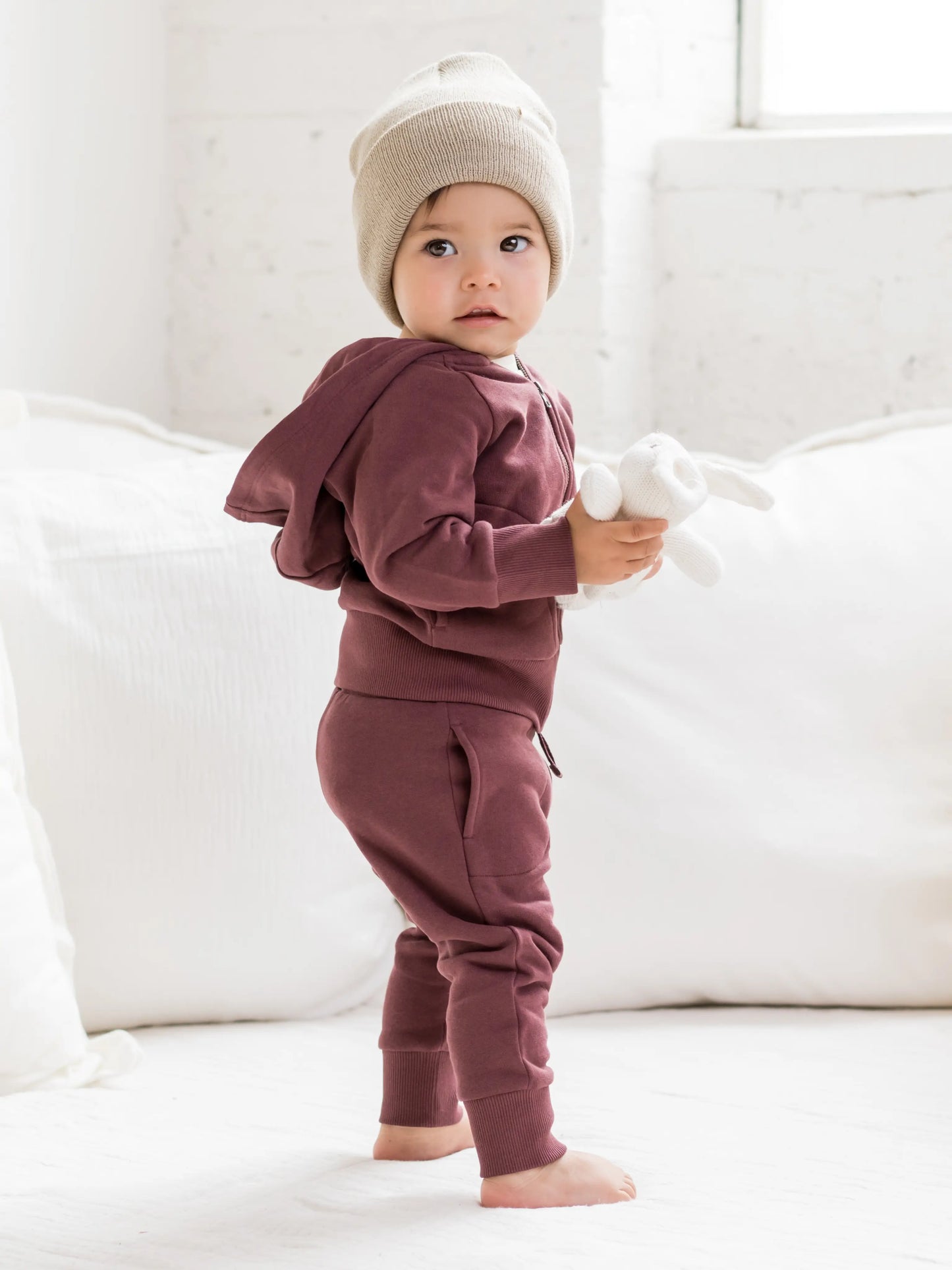 Organic Basin Fleece Joggers - Plum
