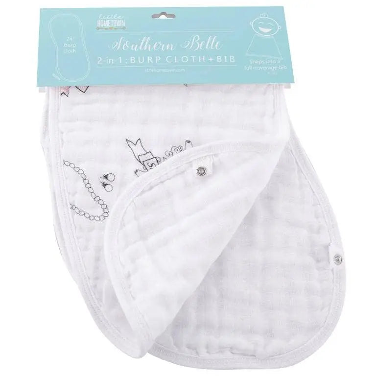 Southern Belle: 2 in 1 Burp Cloth and Bib