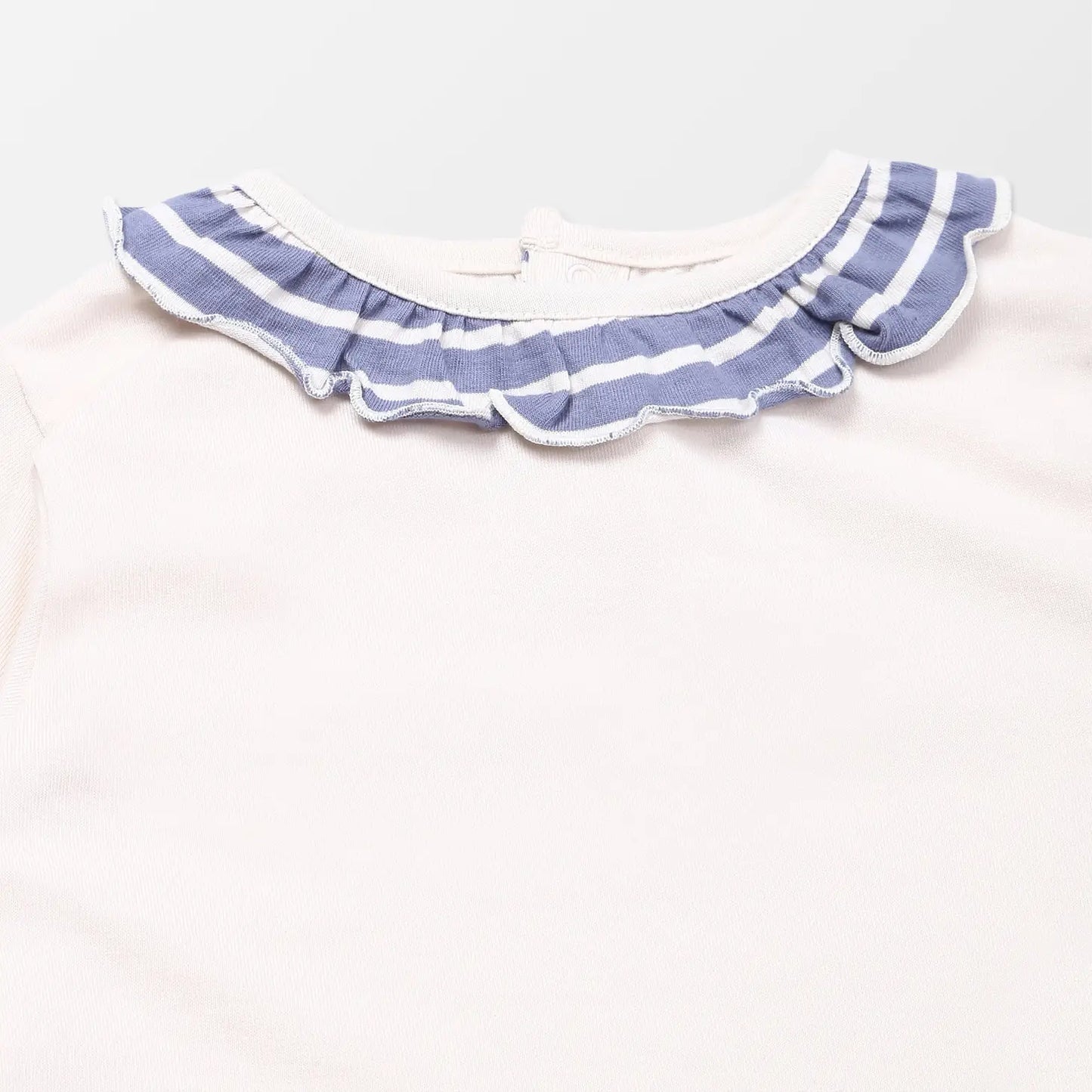 Ecru Top with Ruffle Neck