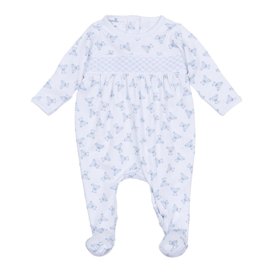 Baby's Teddy Blue Smocked Pima Footie