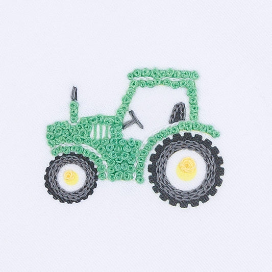 Lil' Green Tractor Embroidered Pima Bib