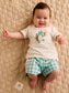 Organic Cotton & Linen Turtle Applique Shirt and Gingham Shorts Set