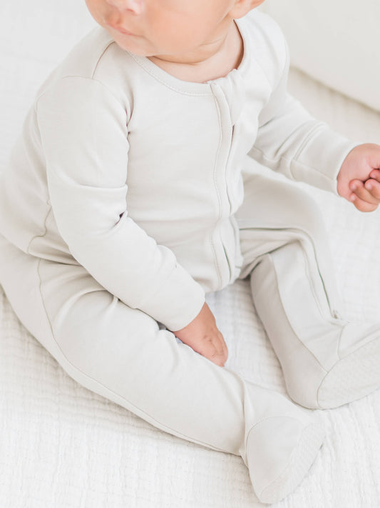 Organic Peyton Zip Footie - Stone