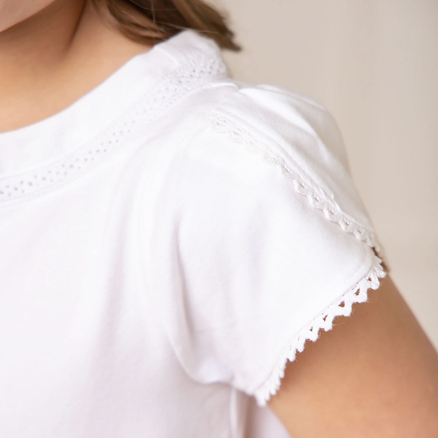 Organic Knit Shirt with White Petal Sleeves