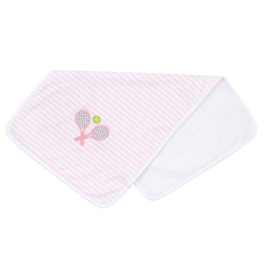 Courtside Cuties Pink Applique Pima Burp Cloth