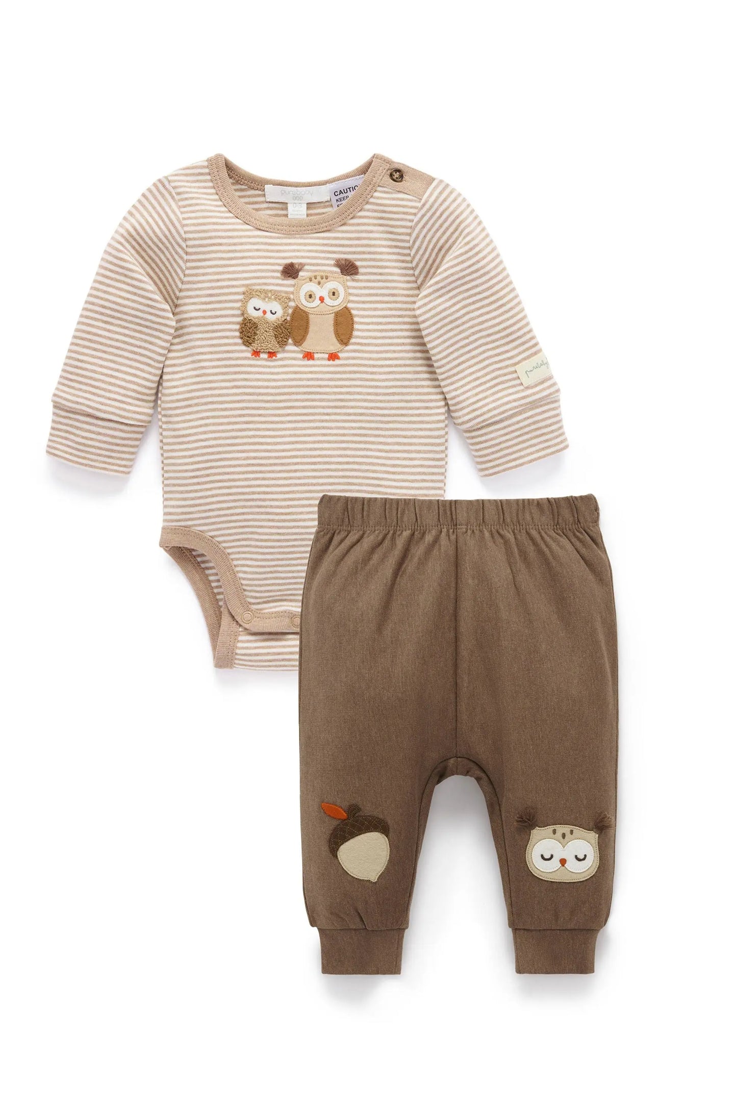 Organic Applique Owl Bodysuit + Legging Set