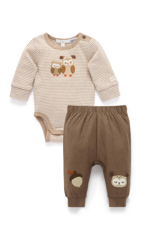 Organic Applique Owl Bodysuit + Legging Set
