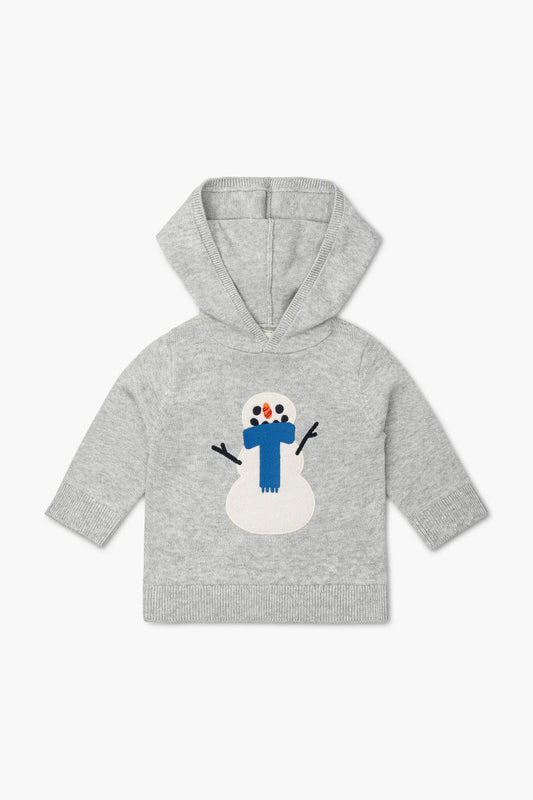 Knit Organic Applique Snowman Hooded Top + Pant Set