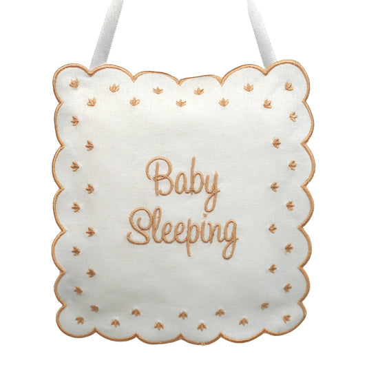 Beige Linen Baby Sleeping Sign Pillow