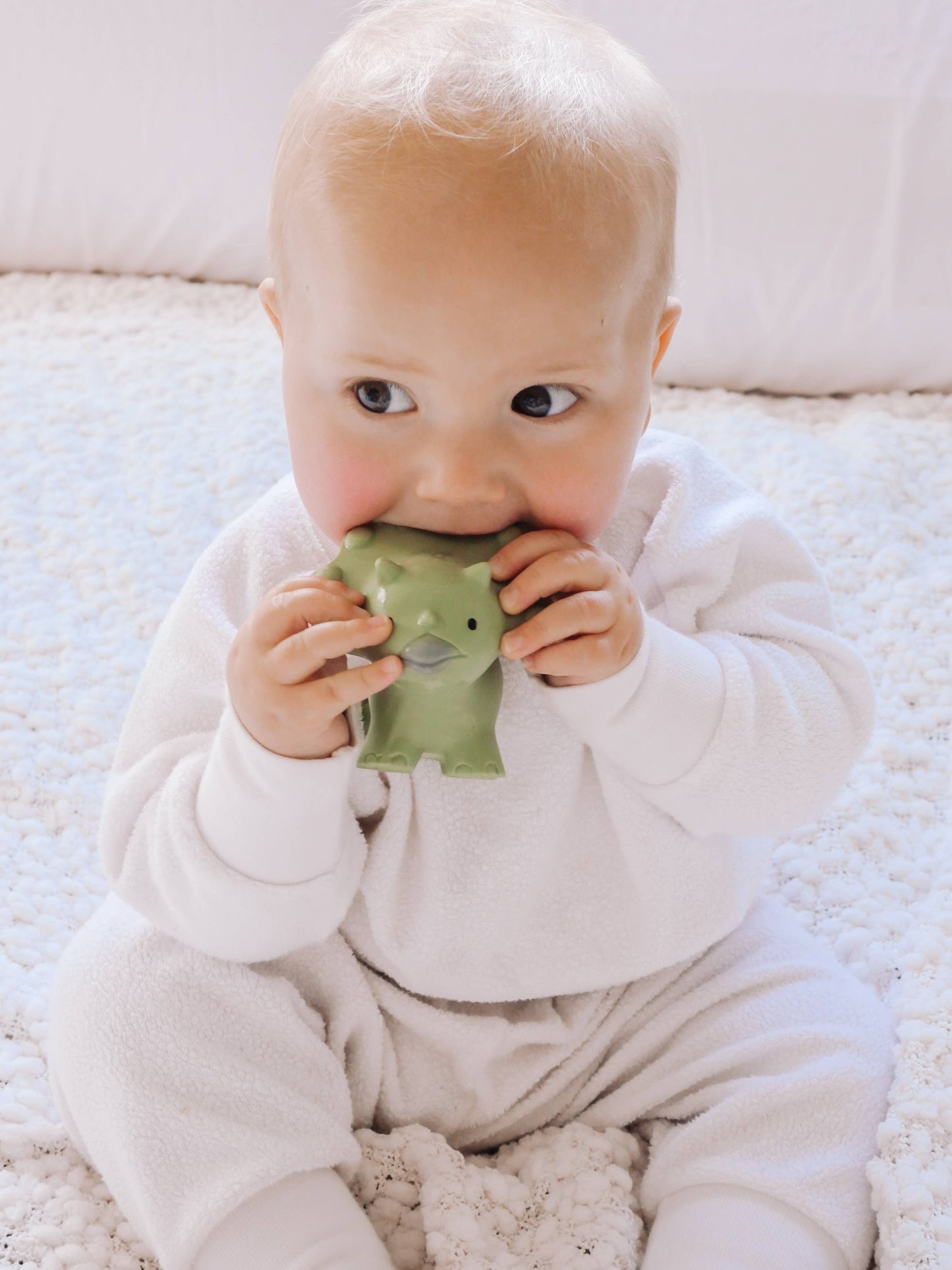 Dino Natural Rubber Teether, Rattle & Bath Toy