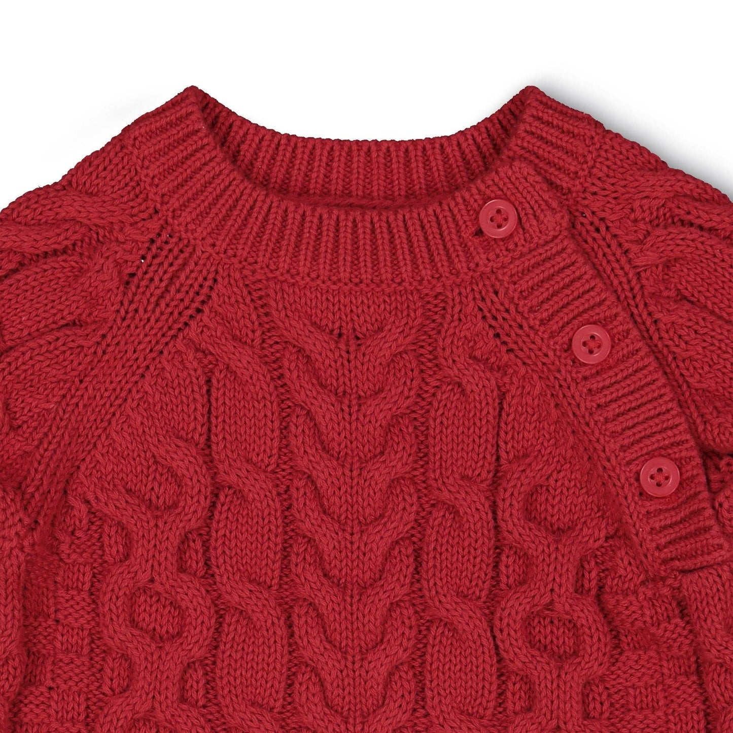 Red Organic Cable Knit Sweater Romper