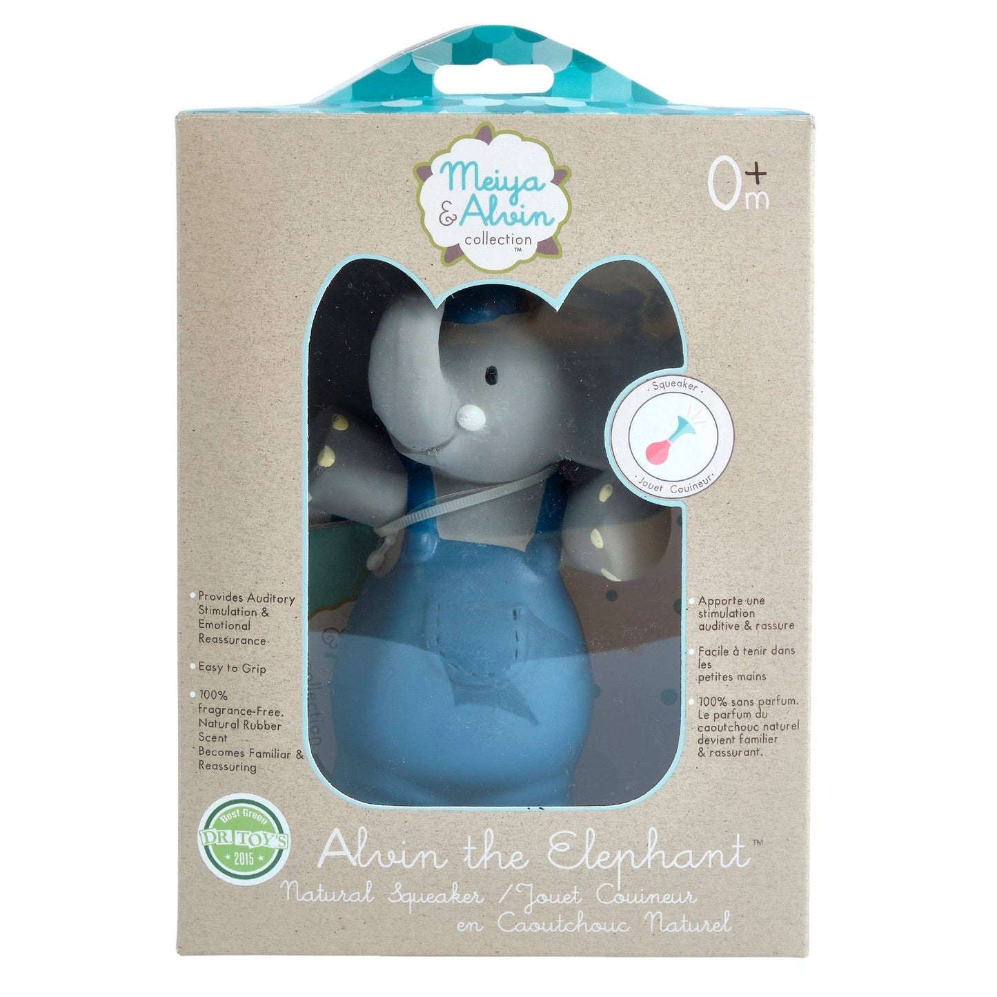 Alvin the Elephant Natural Organic Rubber Squeaker Toy