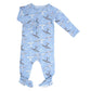 Blue Airplanes Bamboo Zip Footie