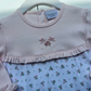 Floral Hand Embroidered Pima Ruffle Footie