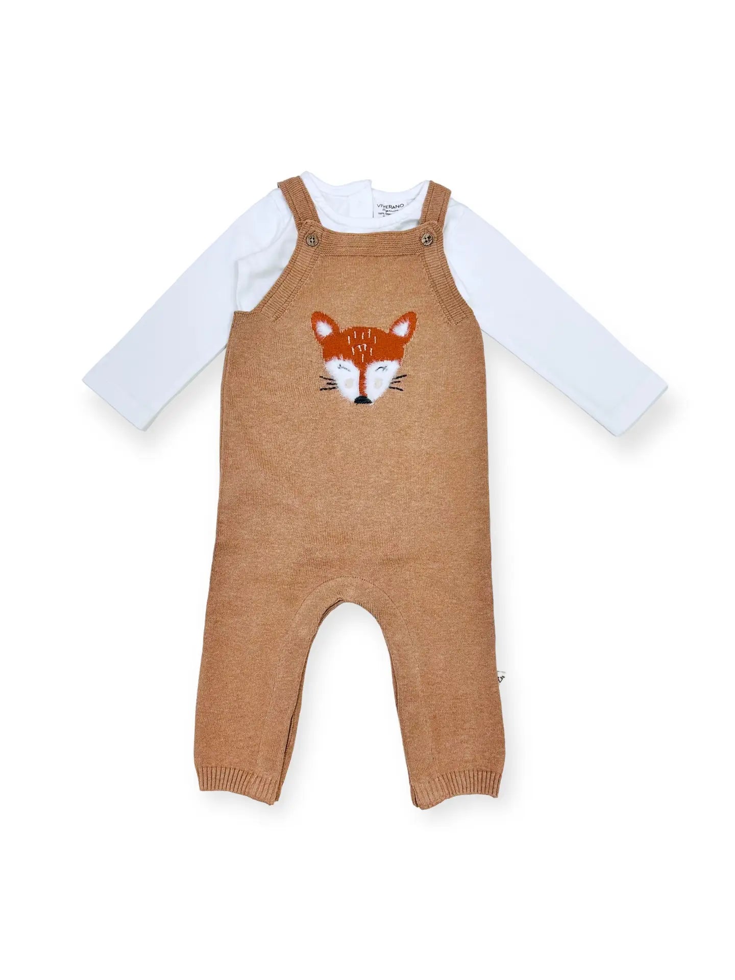 Organic Furry Fox Knit Overall & Bodysuit Set