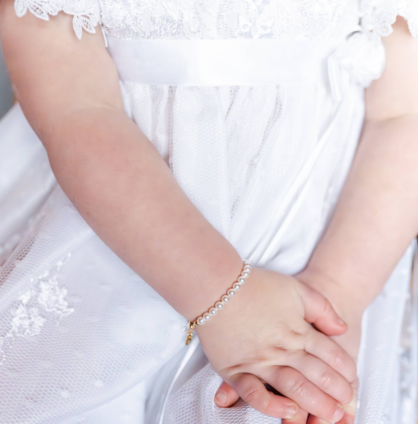 14K Gold-Plated Pearl Baby Bracelet: Small 0-12m