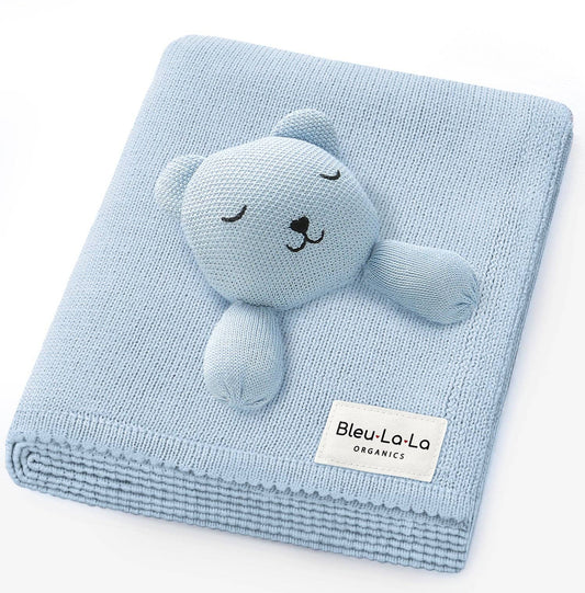 Organic Blue Blanket with Bunny Comfort Lovey