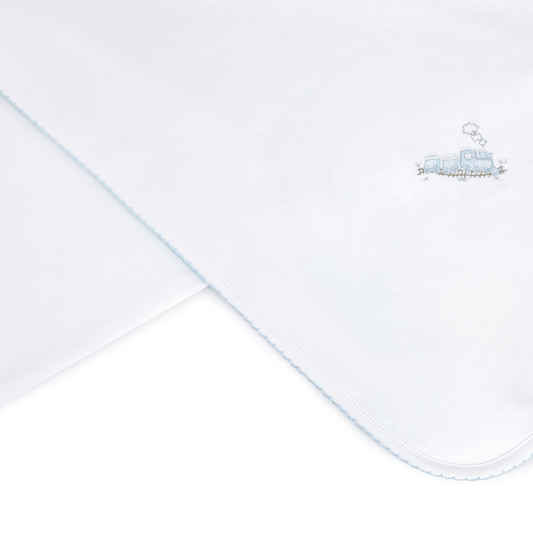 Choo Choo Train Embroidered Pima Receiving Blanket