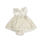Ditsy Floral Ruffle Cross Back Dress + Bloomer