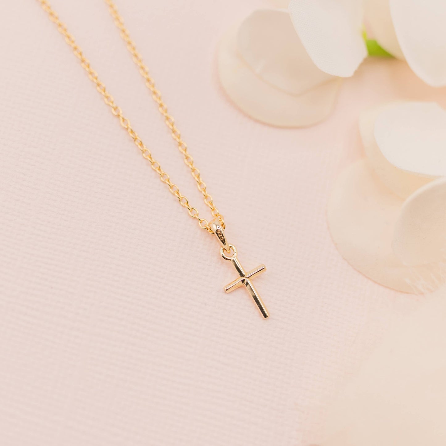 14K Gold-Plated Cross Children's Necklace: 14 inch