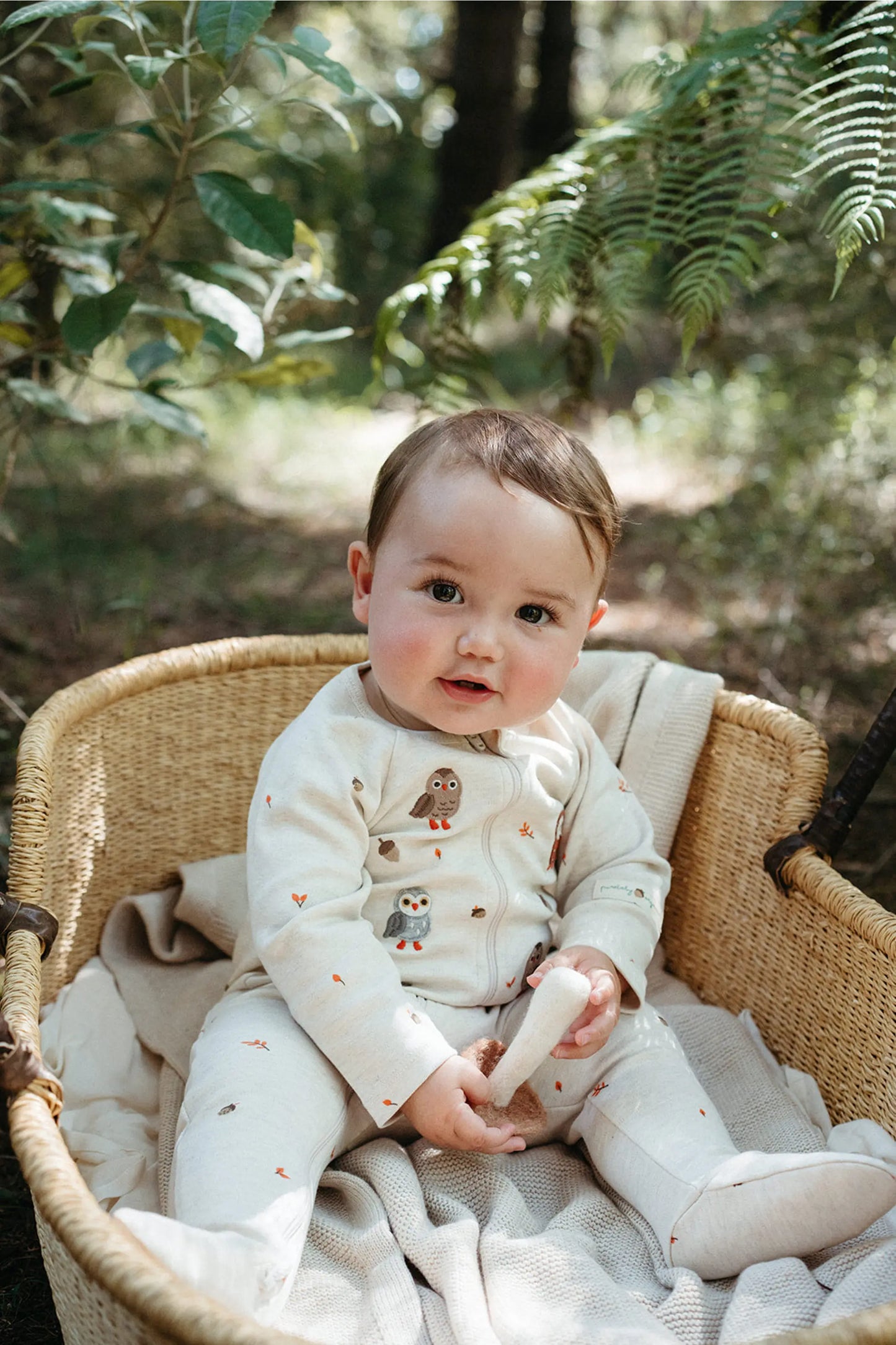 Organic Zip Applique Oak Leaf Footie Set
