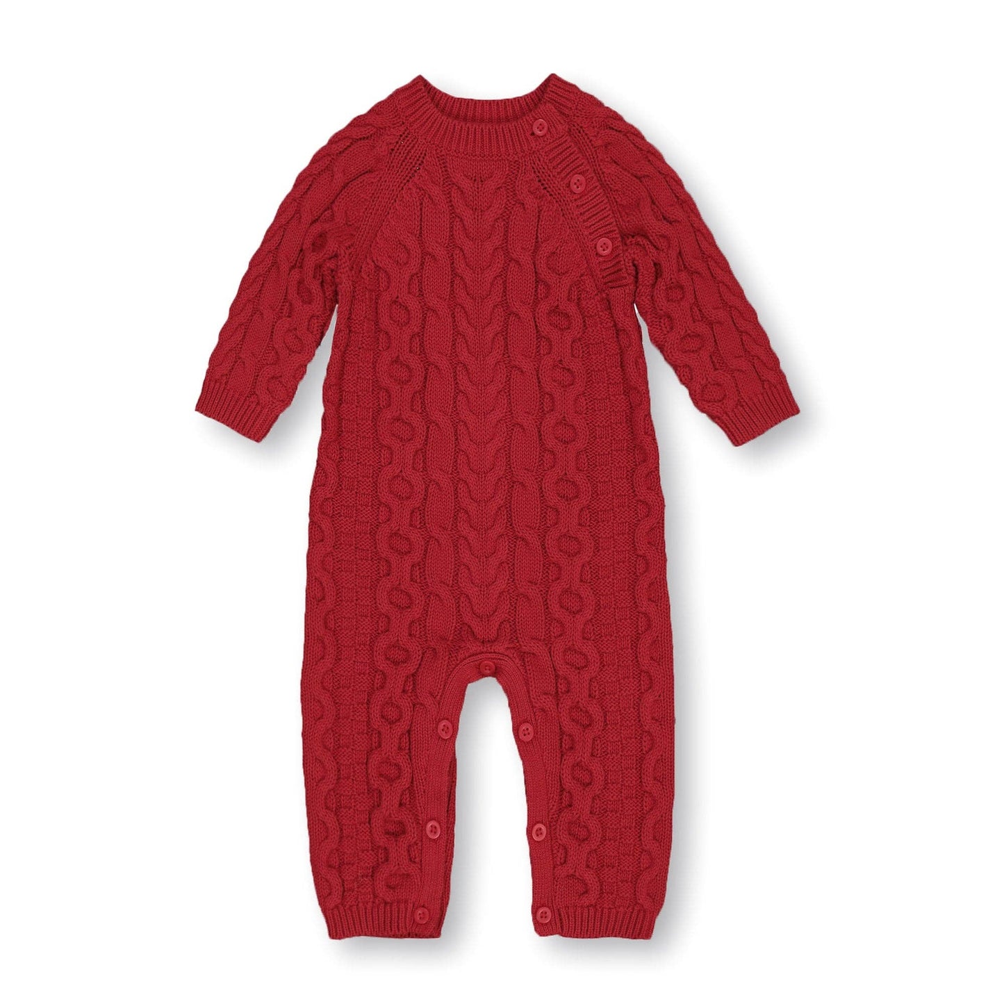 Red Organic Cable Knit Sweater Romper