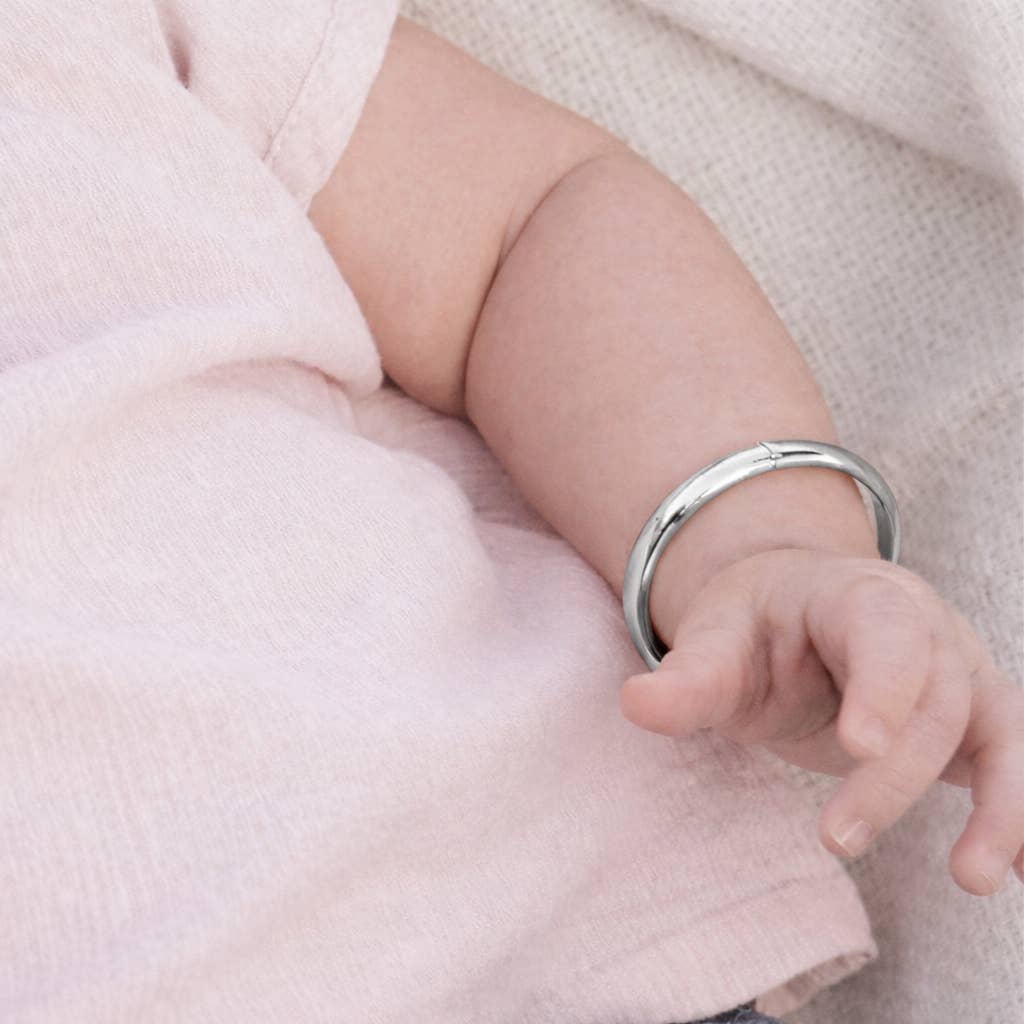 Classic Sterling Silver Bangle Bracelet: Medium 1-5 Years