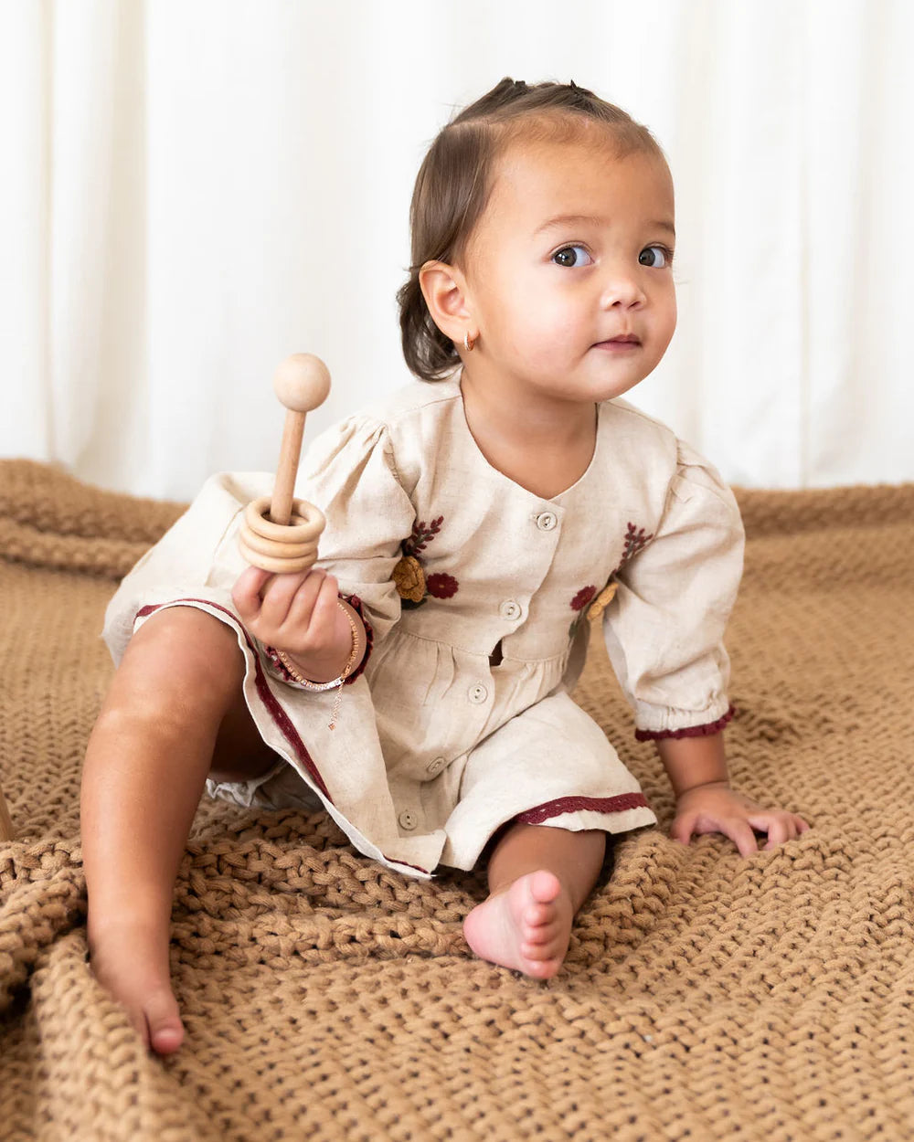 Organic Linen Ravello Embroidered Dress and Bloomer Set