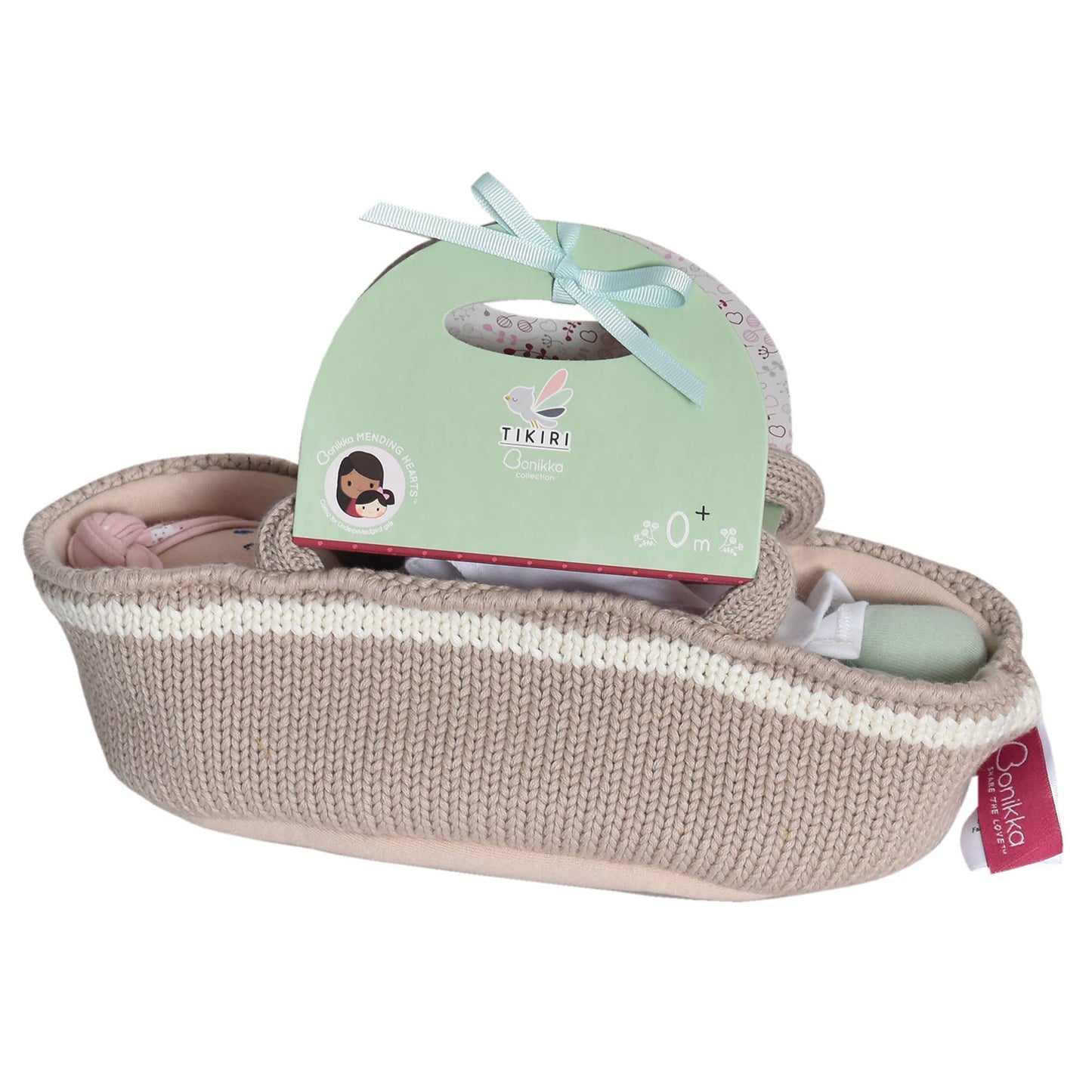 Baby Doll w/ Soother, Blanket & Knitted Carry Cot