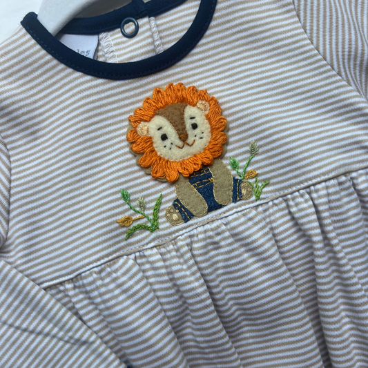 Rory Lion Hand Appliqued and Embroidered Pima Bubble