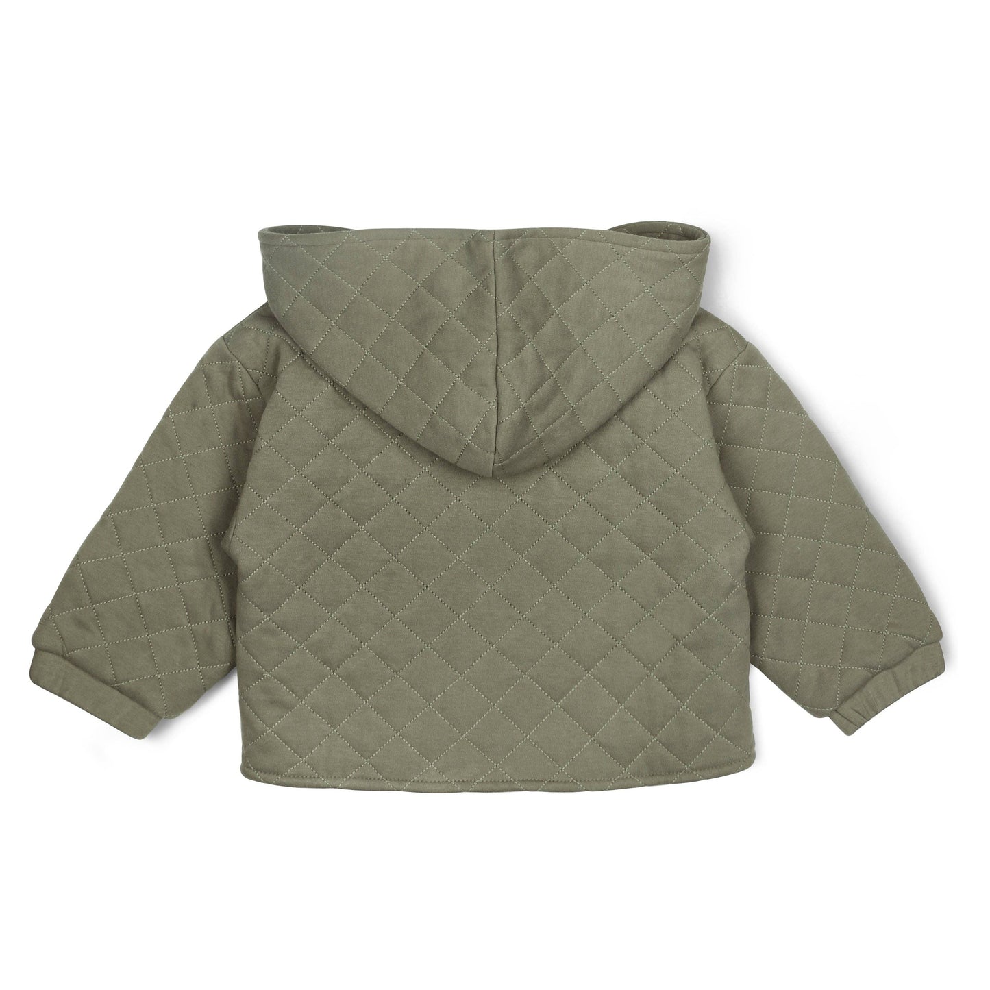 Organic Olive Quilted Hooded Jacket