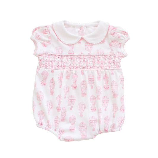 Little Explorer Pink Pima Smocked Bubble