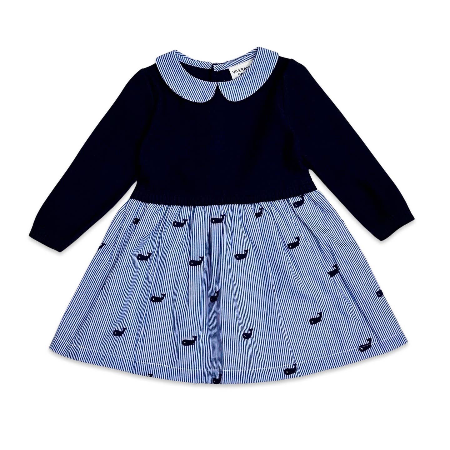 Whale Organic Embroidered Pinstripe Dress
